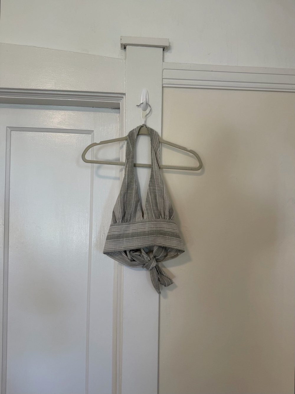 Sage Striped Halter Crop Top